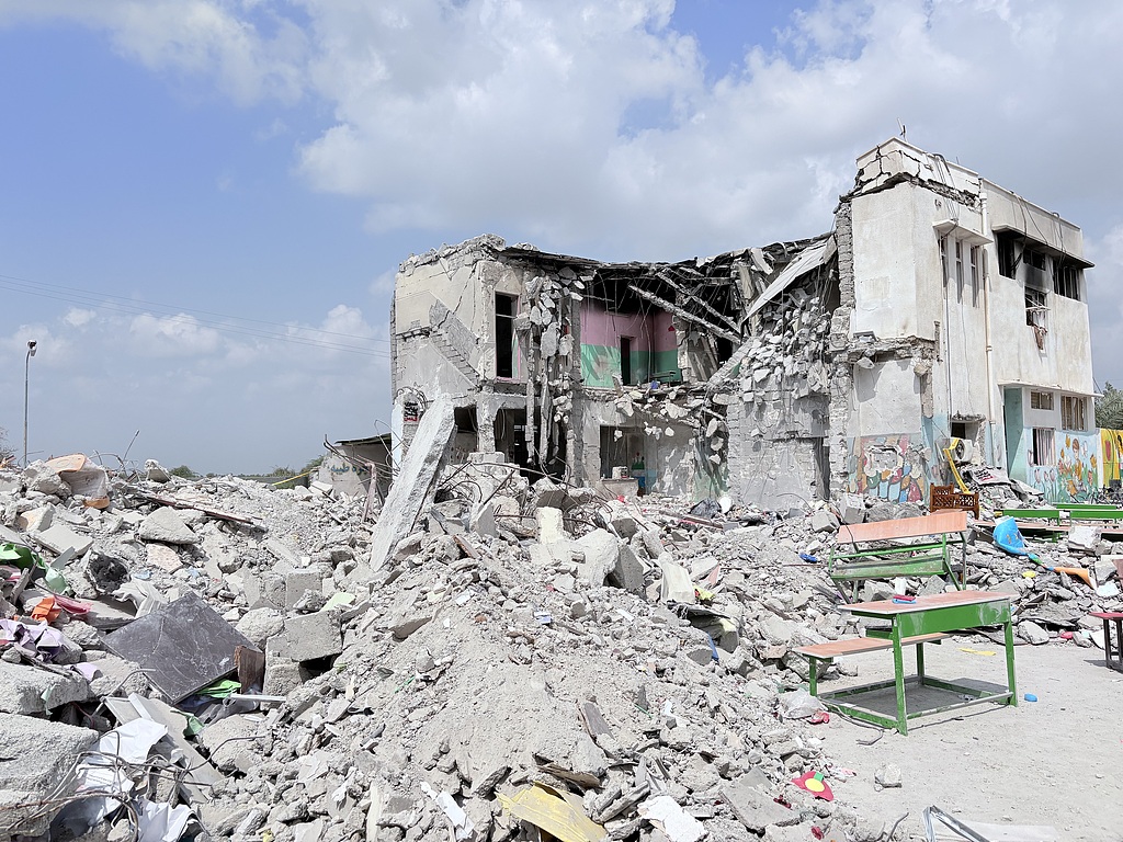 A view of the debris of a school, where many students and teachers lost their lives on the first day of the wave of attacks launched by the United States and Israel against Iran, in Hormozgan, Iran, March 5, 2026. /VCG