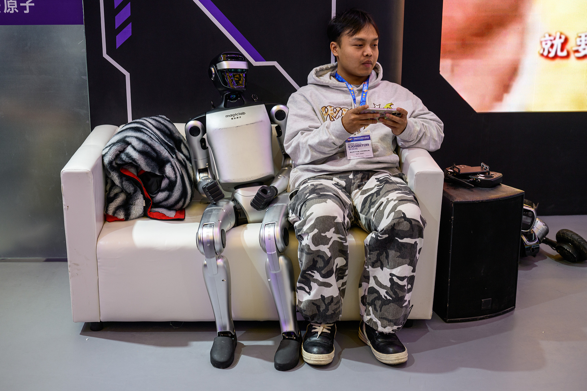 Humanoid robot is seen during the 2026 Appliance & Electronics World Expo (AWE2026) on March 14, 2026 in Shanghai, China./ VCG