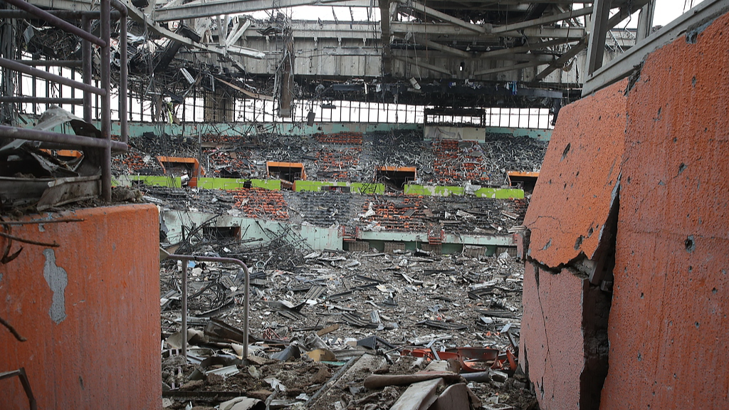 The indoor arena at the Azadi Sports Complex were destroyed following air strikes by the United States and Israel, Iran, Tehran, March 16, 2026. /VCG