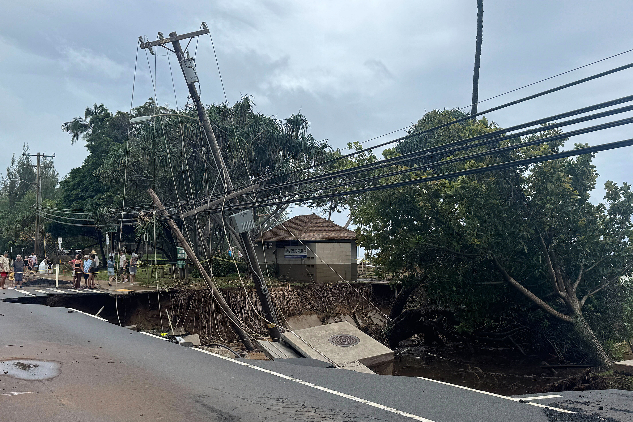 A collapsed road on the island of Maui, Hawaii, the US, March 15, 2026. /VCG