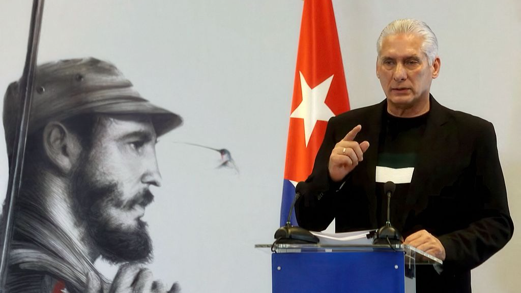 Cuba's President Miguel Diaz-Canel speaking during a press conference, Havana, February 4, 2026. /VCG