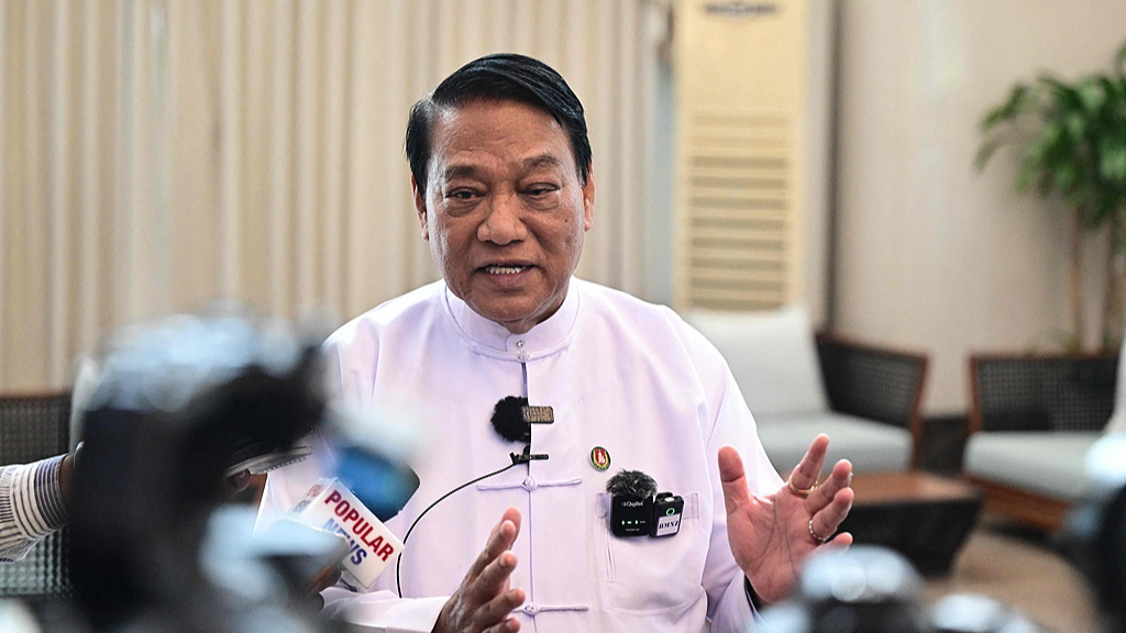 A file photo of U Khin Yi speaking to journalists in Yangon, Myanmar, January 22, 2026. /VCG