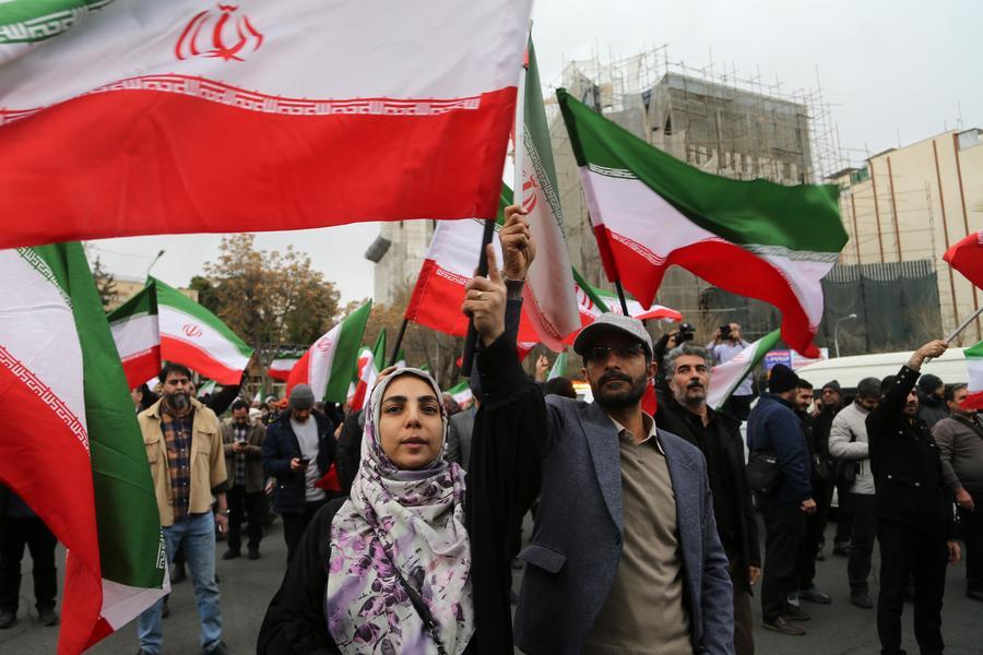 People attend a protest against US-Israeli attacks on Iran, in Tehran, Iran, February 28, 2026. /Xinhua
