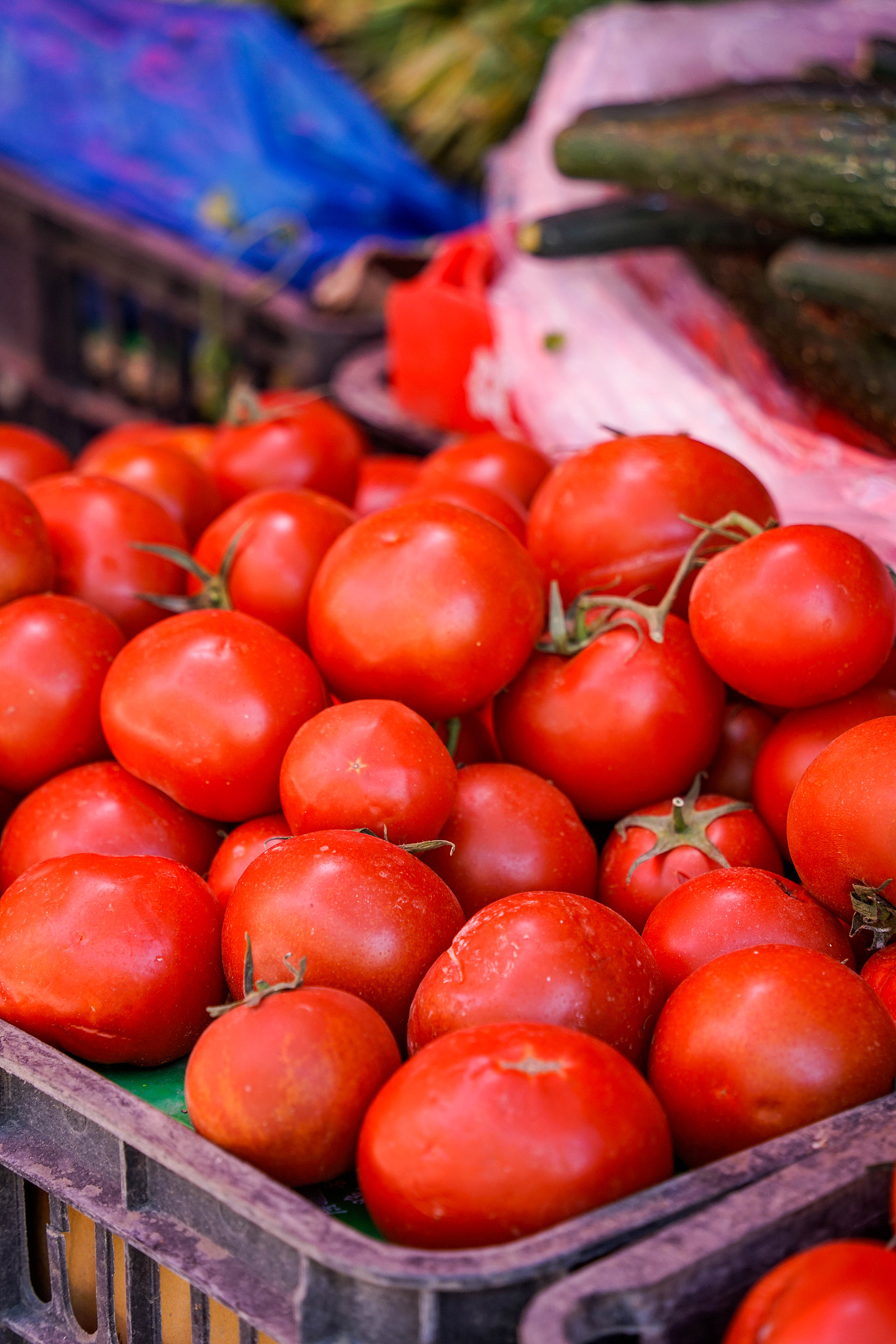 Tomatoes in the market in Kashi Prefecture, Xinjiang Uygur Autonomous Region, northwest China. /VCG