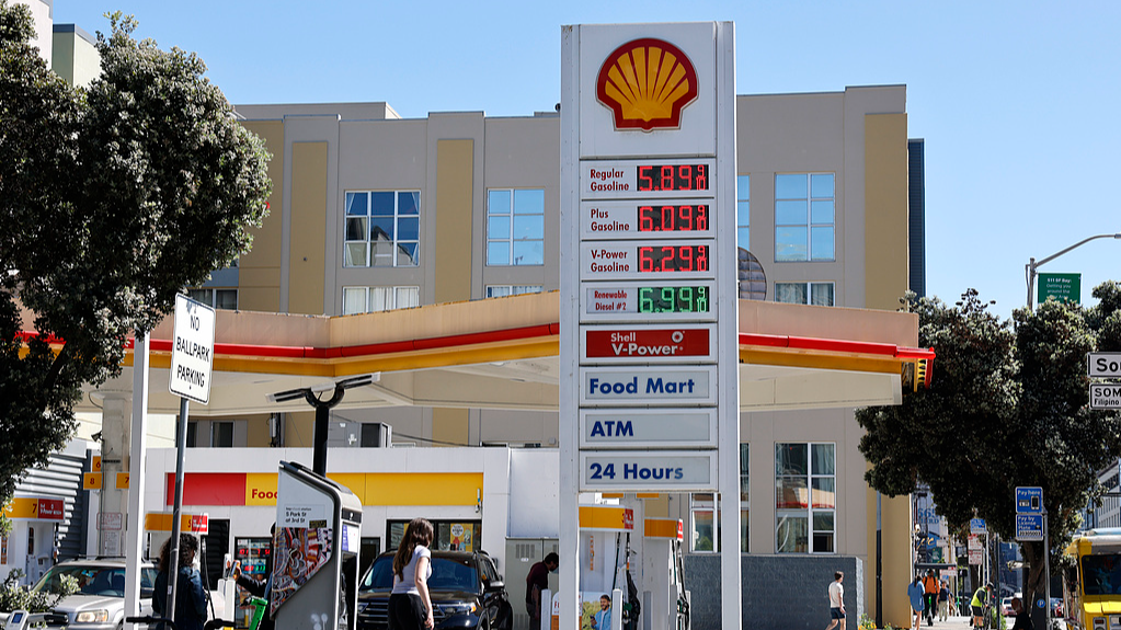 A digital price sign is seen at a Shell gasoline station in San Francisco, California, US, March 18, 2026. /VCG