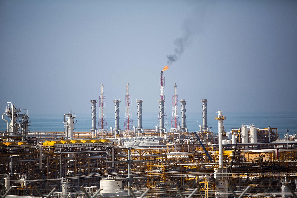 A view of the phase 12 of the South Pars gas field facilities near the southern Iranian town of Kangan on the shore of the Gulf, January 22, 2014. /VCG