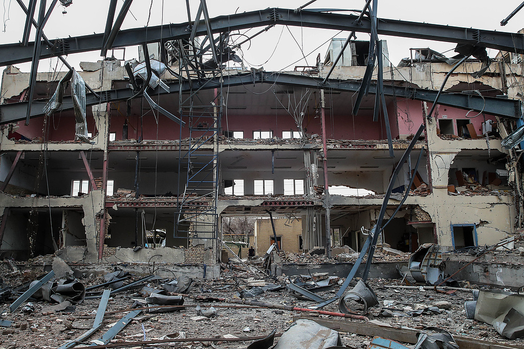 A view of the destruction at Shohadan-e Esmaeili Sports Complex, which was targeted by US and Israeli air strikes on Iran, Tehran, Iran, March 17, 2026. /VCG