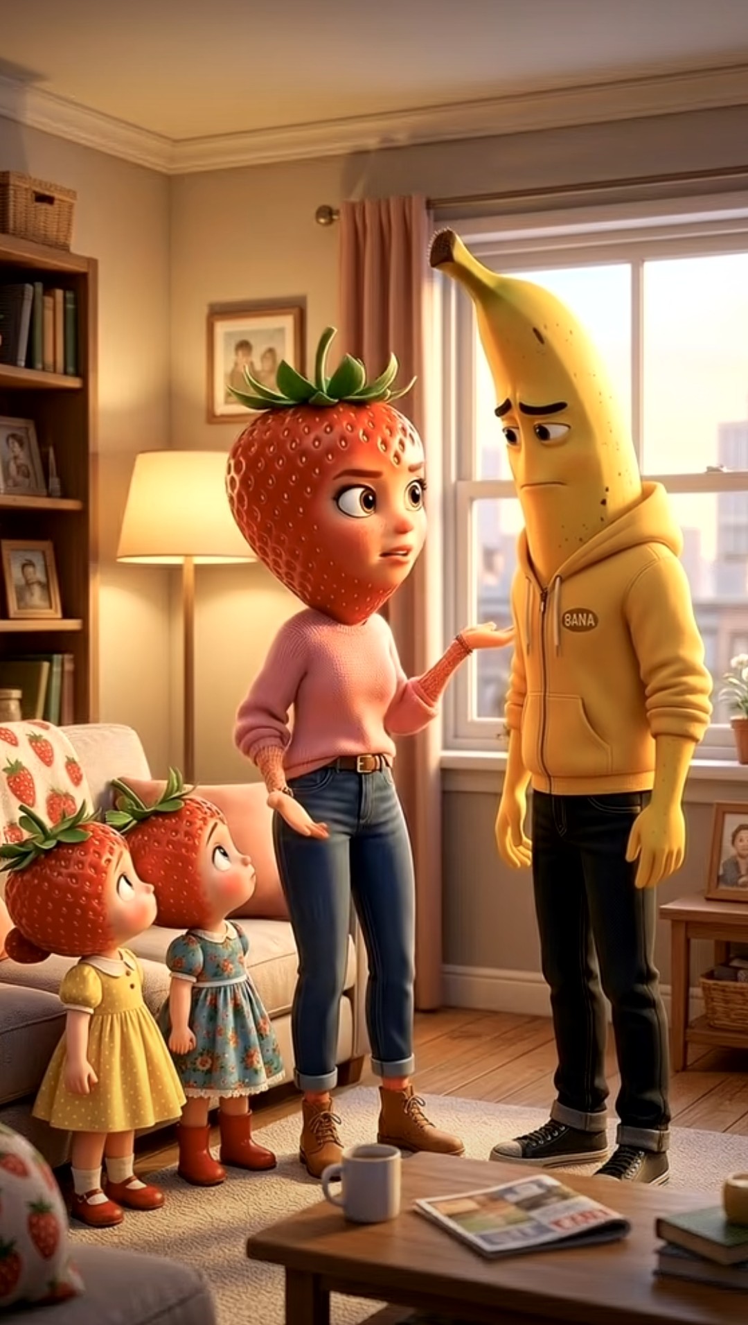 A screenshot from one of the popular AI fruit storylines on TikTok. /@fruittalesco