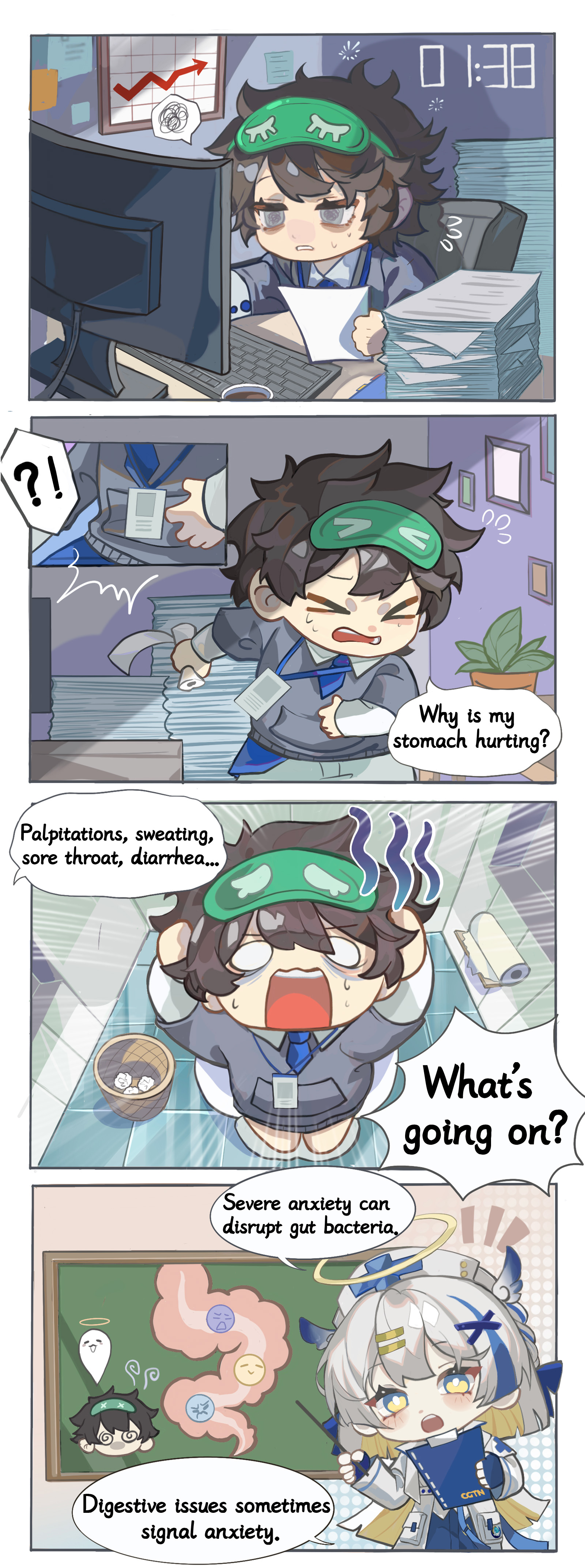 Comic showing symptoms of anxiety.