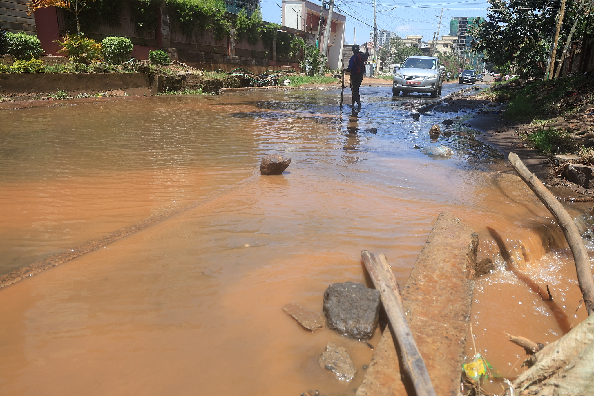 Water accumulates on several streets in Nairobi, Kenya, March 15, 2026. /VCG