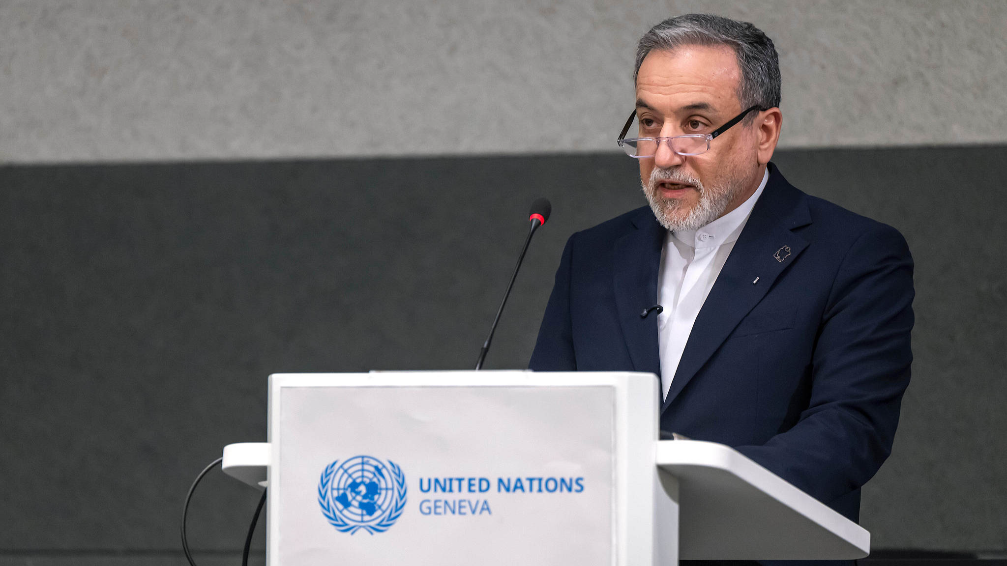 Iranian Foreign Minister Abbas Araghchi speaks during the Conference on Disarmament at the European headquarters of the United Nations in Geneva, Switzerland, February 17, 2026. /VCG
