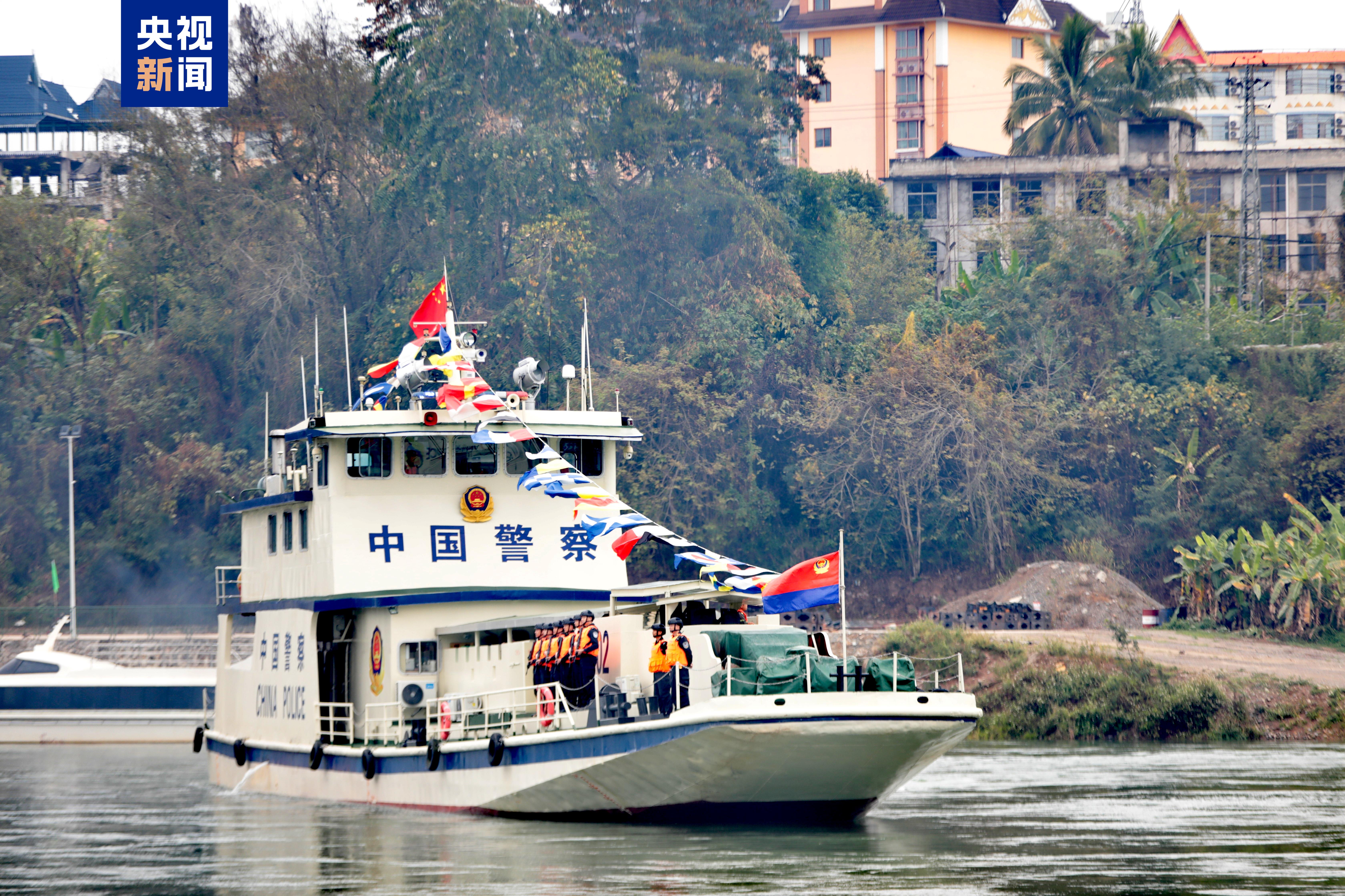 Chinese vessels leave Jingha police wharf for the 150th joint patrol and law-enforcement operation on the Mekong River involving China, Laos, Myanmar and Thailand, in Xishuangbanna Dai Autonomous Prefecture, southwest China's Yunnan Province, February 28, 2025. /CMG