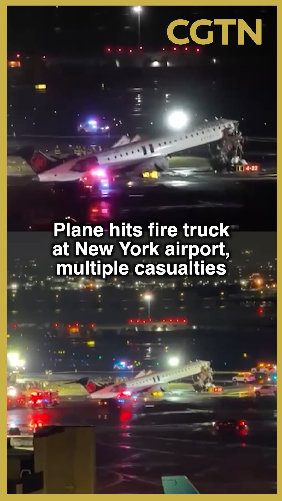 Plane hits fire truck at New York airport, multiple casualties