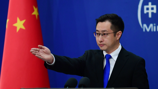 Chinese Foreign Ministry spokesperson Lin Jian speaks at a press conference in Beijing, March 25, 2026. /Chinese Foreign Ministry