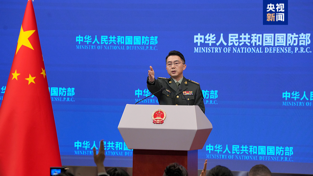 Jiang Bin, spokesperson for China's Ministry of National Defense, at a regular press briefing in Beijing, China, March 26, 2026. /CMG