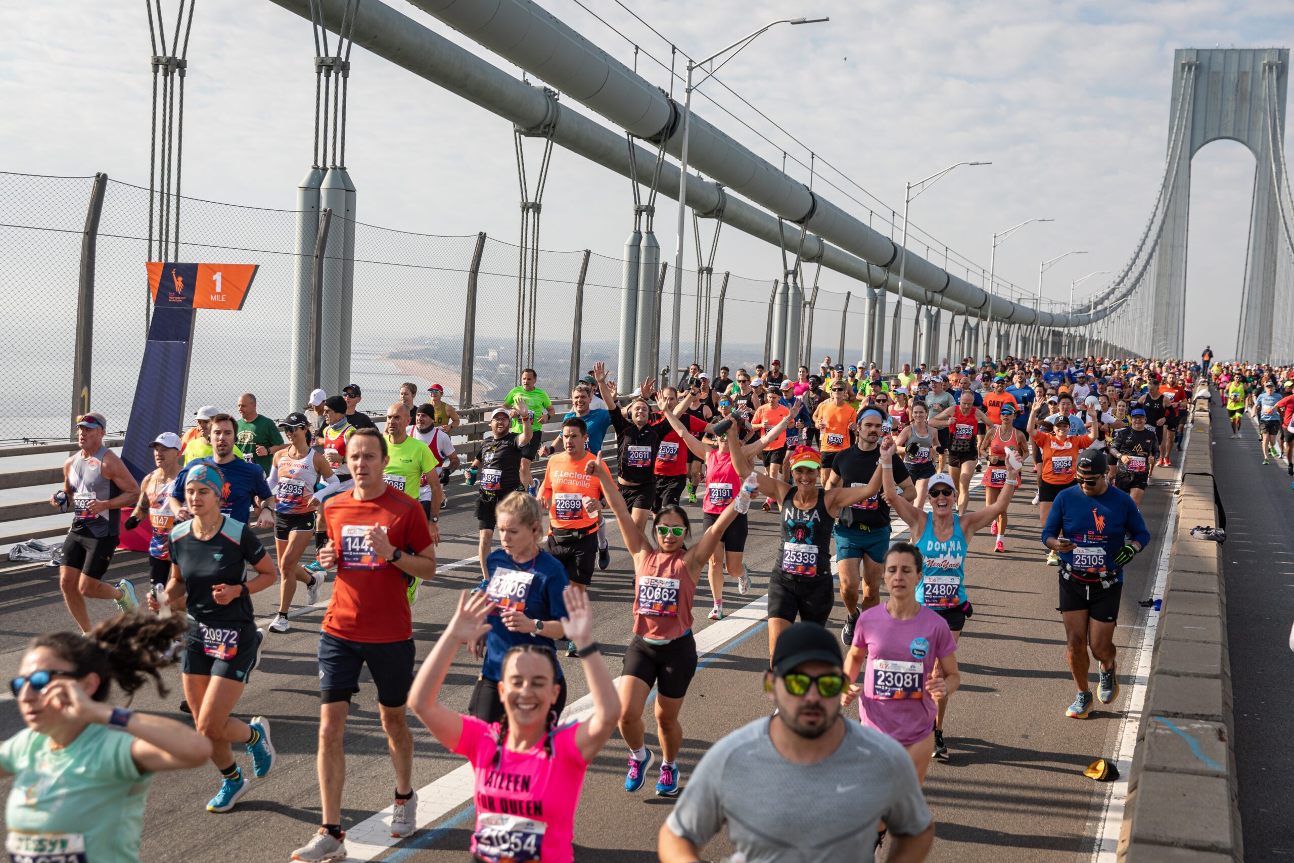 Runners begin their journey across the Verrazzano-Narrows Bridge at the start of the New York City Marathon.  /New York City Marathon
