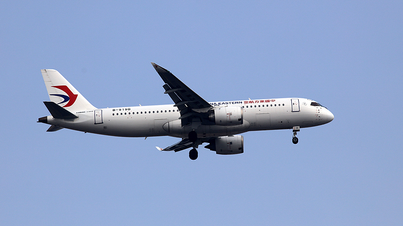 A China Eastern Airlines C919 aircraft is seen at Shanghai Hongqiao International Airport in Shanghai, March 8, 2026. /VCG