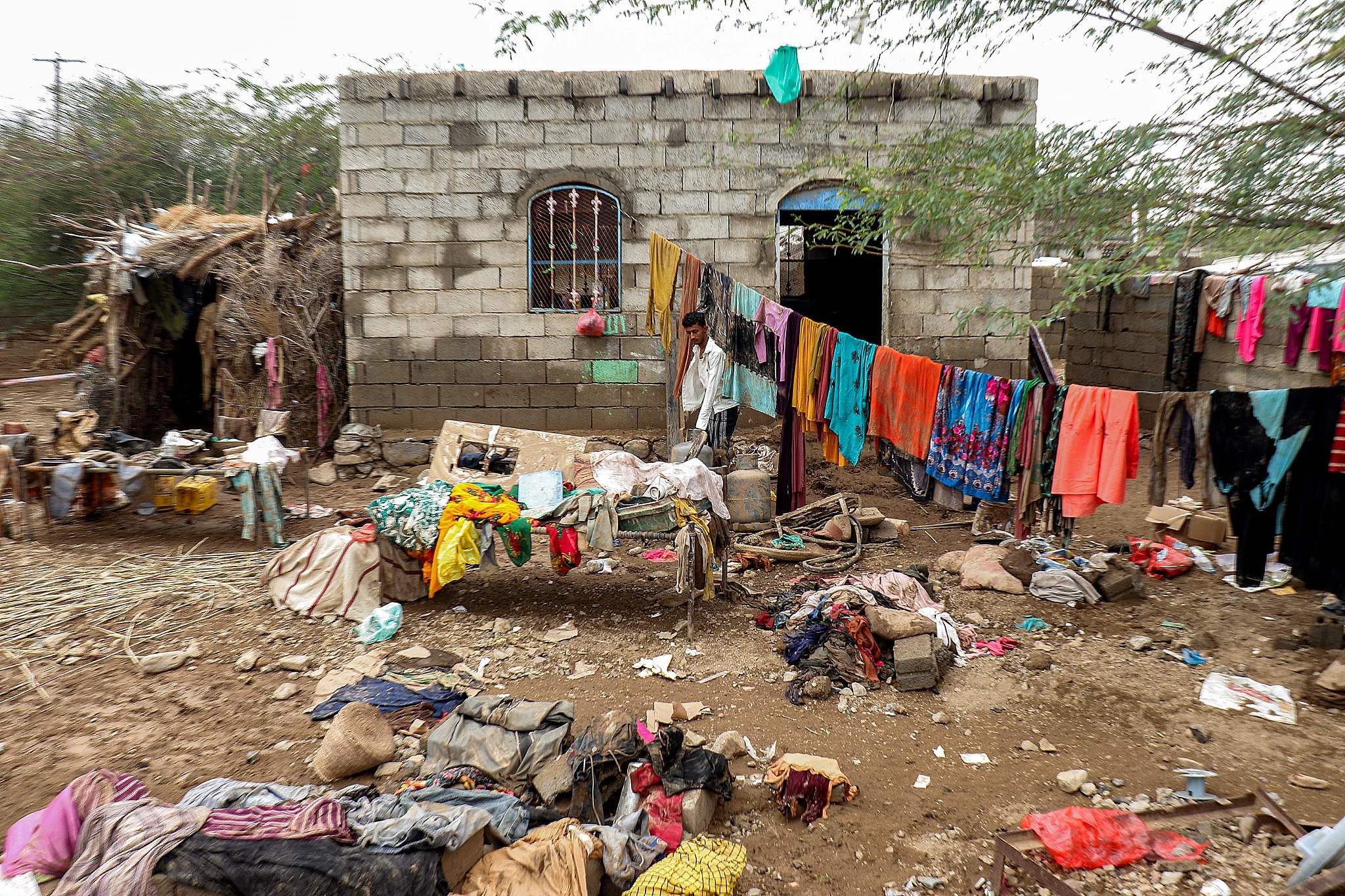A house devastated by flash floods in Mocha, Taiz Governorate, Yemen, March 28, 2026. /VCG