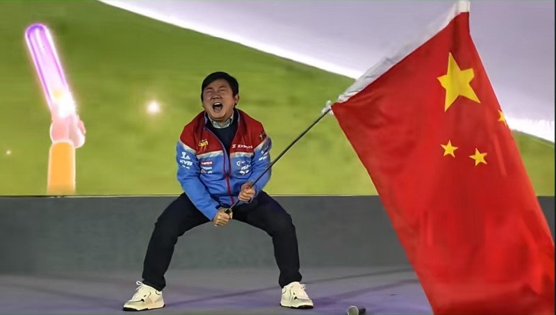 Zhang Xue celebrates the victory, March 28, 2026. /ZXMOTO