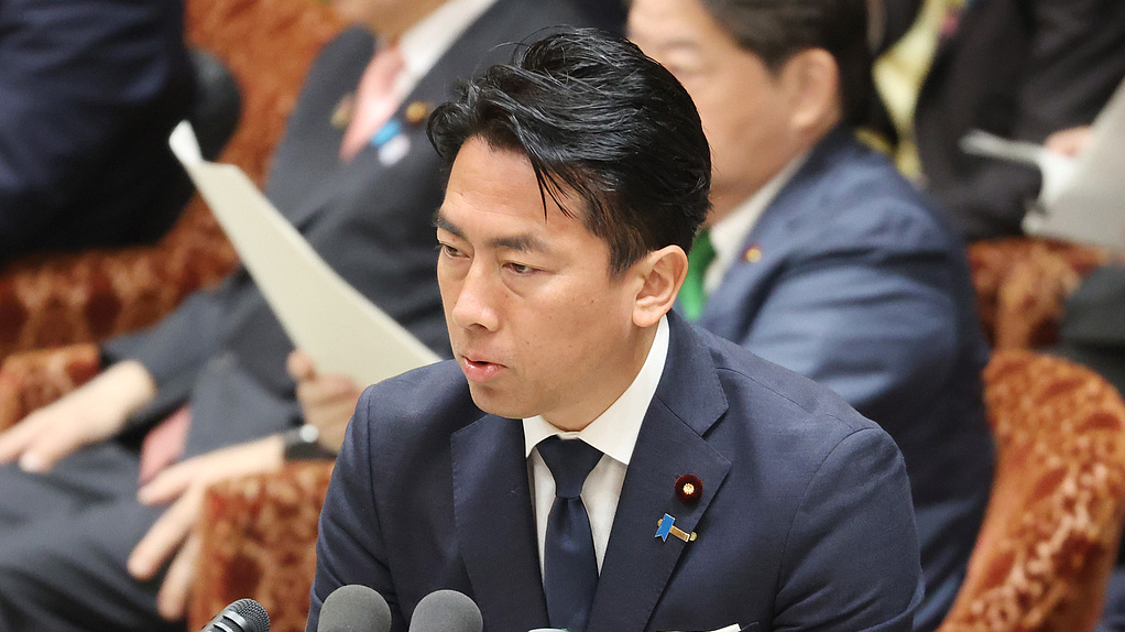 Japanese Defense Minister Shinjiro Koizumi answers a question at Lower House's budget committee session at the National Diet in Tokyo, Japan, March 30, 2026. /VCG