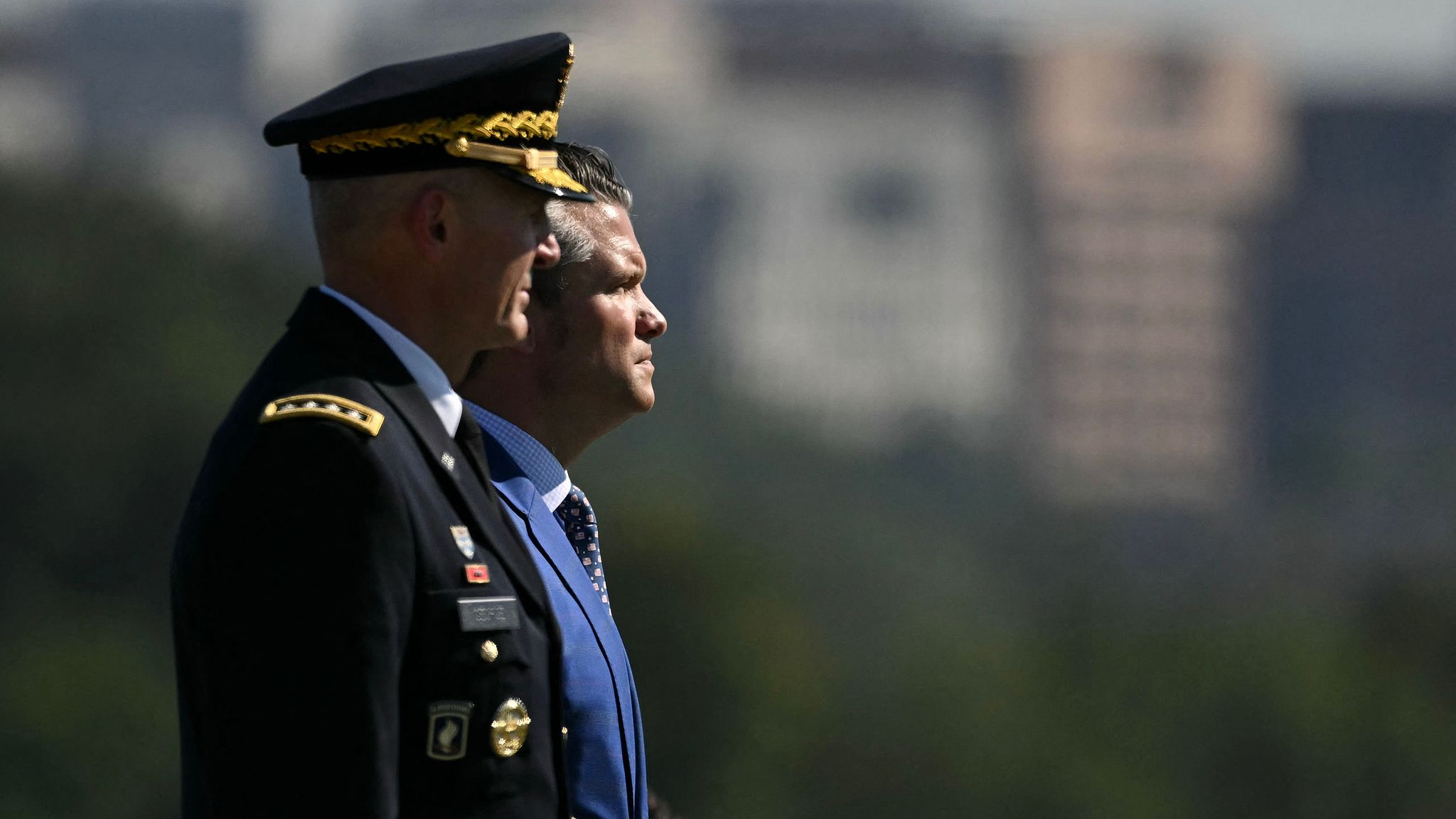 US Secretary of Defense Pete Hegseth (R) and US Army Chief of Staff General Randy George attend the 2025 National POW/MIA Recognition Day ceremony at the Pentagon in Washington, DC on September 19, 2025. /VCG