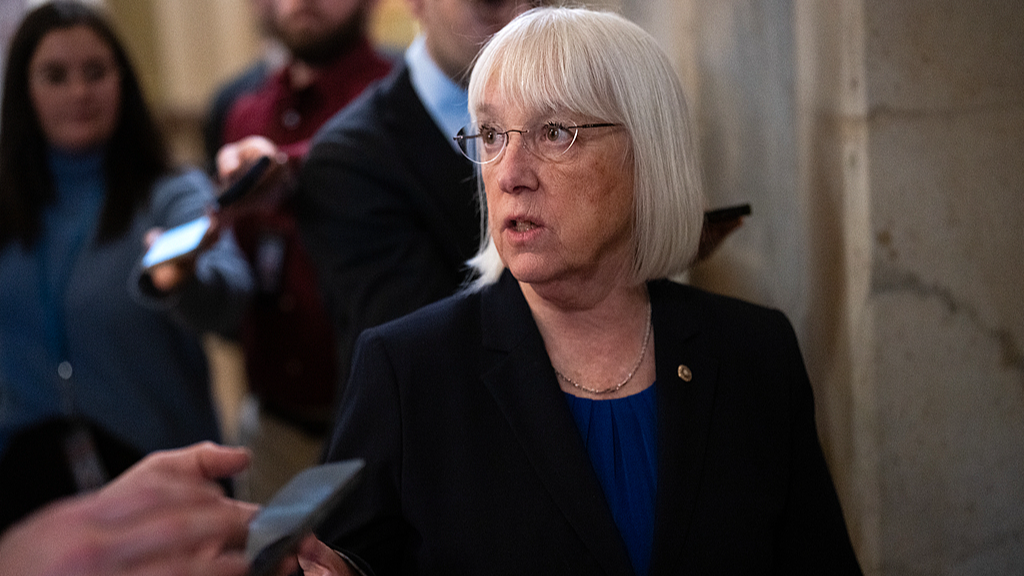 Senator Patty Murray talks with reporters in the US Capitol, Washington, March 3, 2026. /VCG