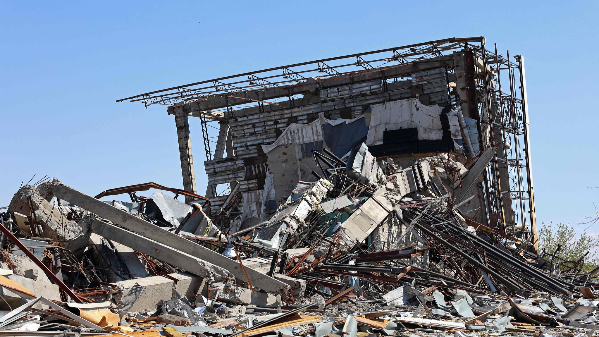 A heavily damaged building after a strike at the Azadi Sport Complex in Tehran, Iran, April 3, 2026. /VCG
