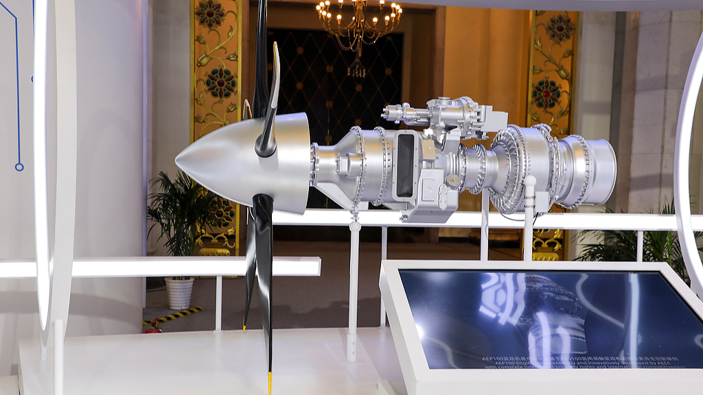 An AEP100 engine showcased at the Shanghai International Commercial Airshow in Shanghai, China, November 24, 2023. /VCG