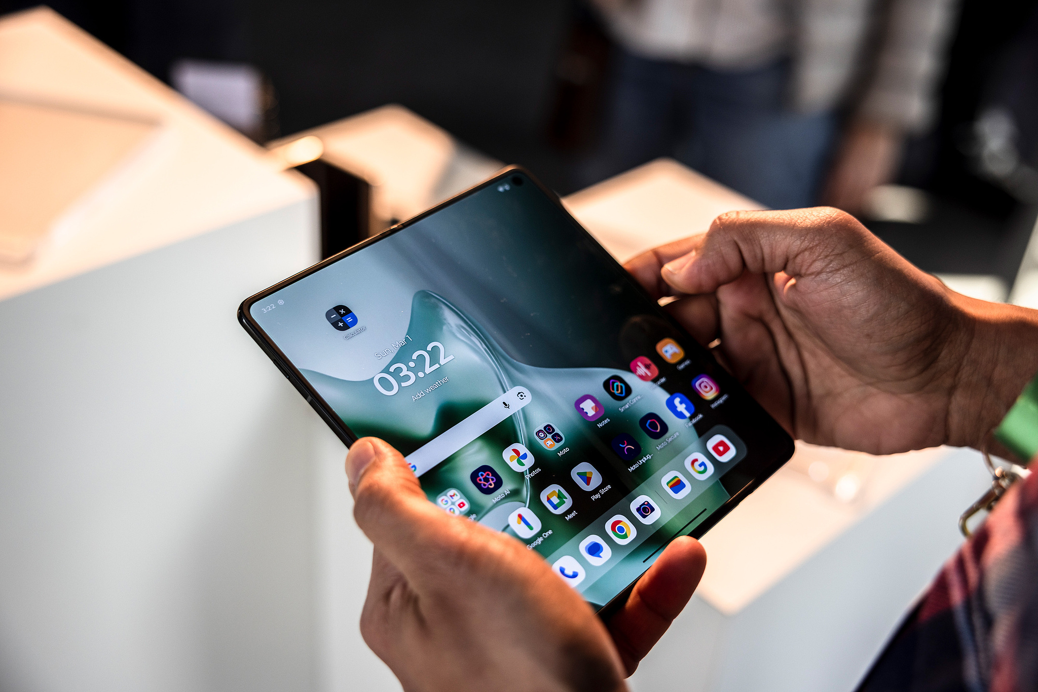 A Motorola Razr Fold smartphone at a preview ahead of the MWC Barcelona 2026 tech show in Barcelona, Spain, March 1, 2026. /VCG