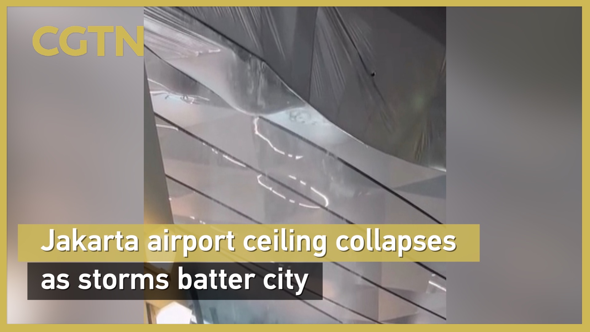 Jakarta airport ceiling collapses as storms batter city