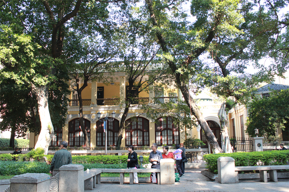 A view of the late 19th-century European-style buildings on Shamian Island in Guangzhou, Guangdong Province /CGTN