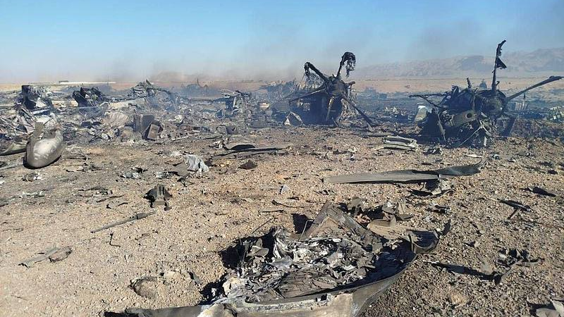 Wreckage from what Iranian authorities say is a US military helicopter that crashed during a mission to rescue the missing American pilot of an F-15E that was downed earlier this week, in a handout image provided on April 5, 2026, in an unspecified location in Iran. /VCG