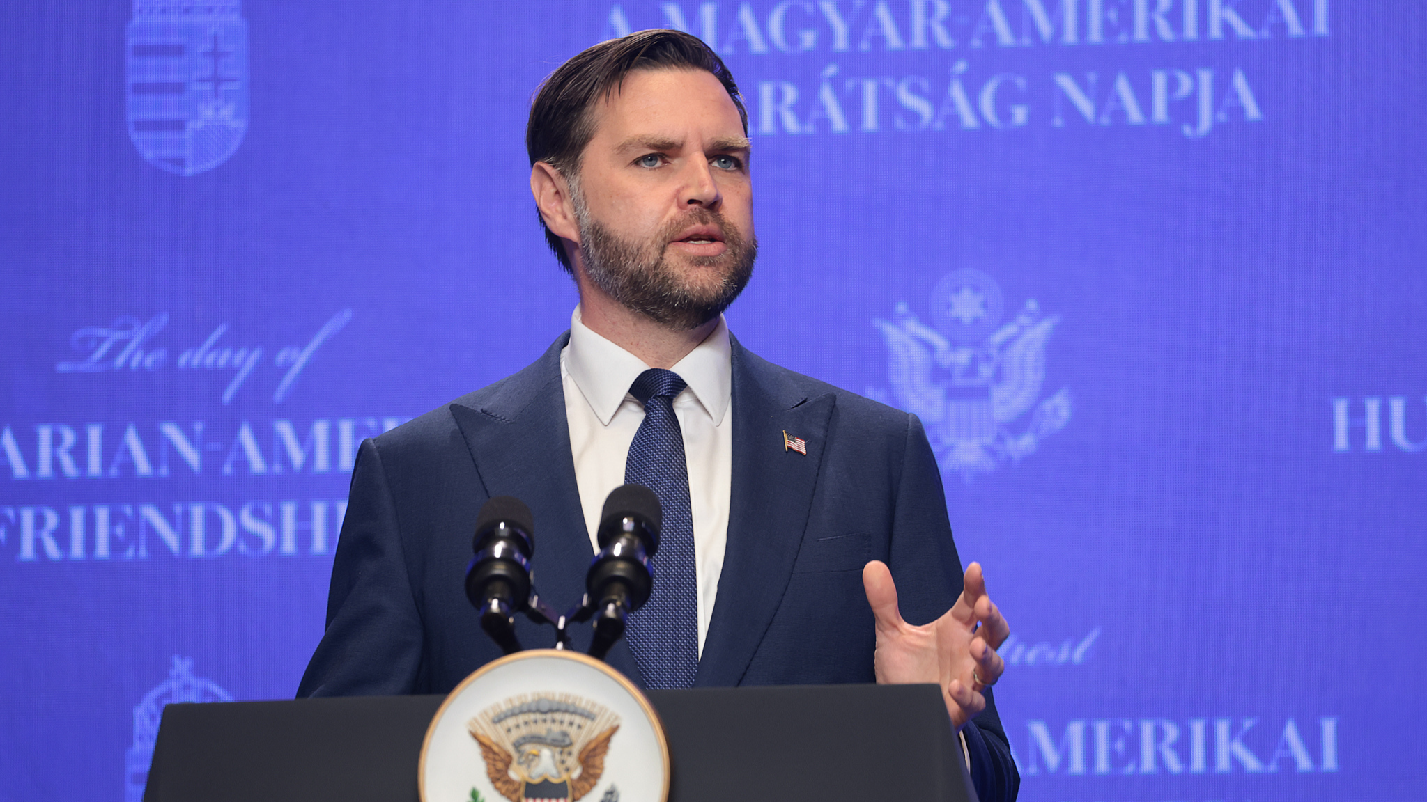 US Vice President JD Vance speaks at a joint press conference with Hungarian Prime Minister Viktor Orban on April 7, in Budapest, Hungary. /VCG