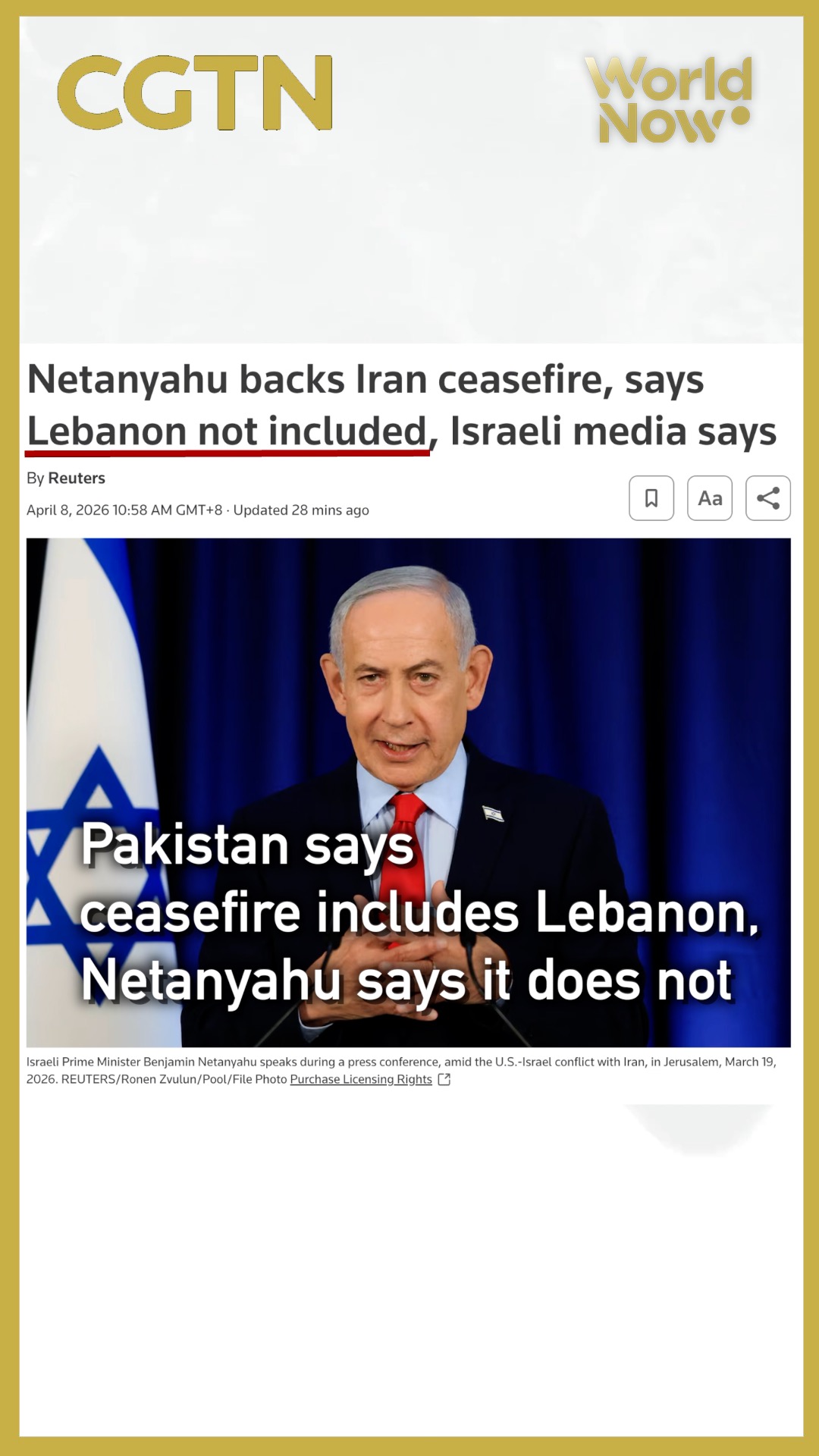 Pakistan says ceasefire includes Lebanon, Netanyahu says it does not