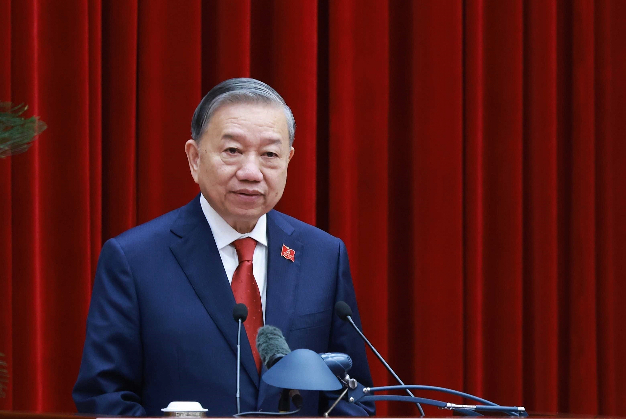 To Lam speaks after being re-elected as general secretary of the Communist Party of Vietnam Central Committee in Hanoi, Vietnam, January 23, 2026. /VCG