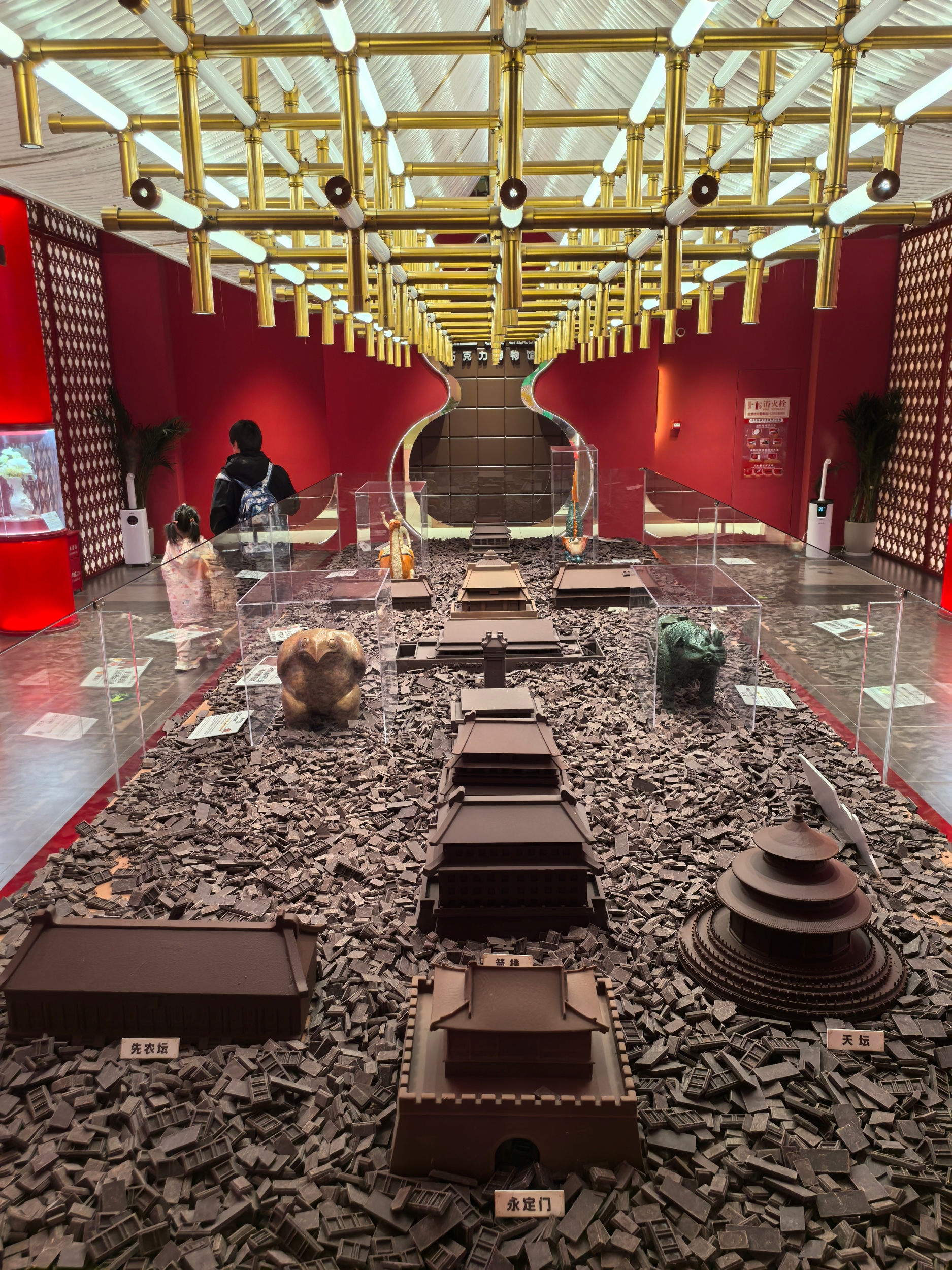 A chocolate replica of Beijing's central axis is seen at a chocolate museum in Beijing on April 6, 2026. /CGTN