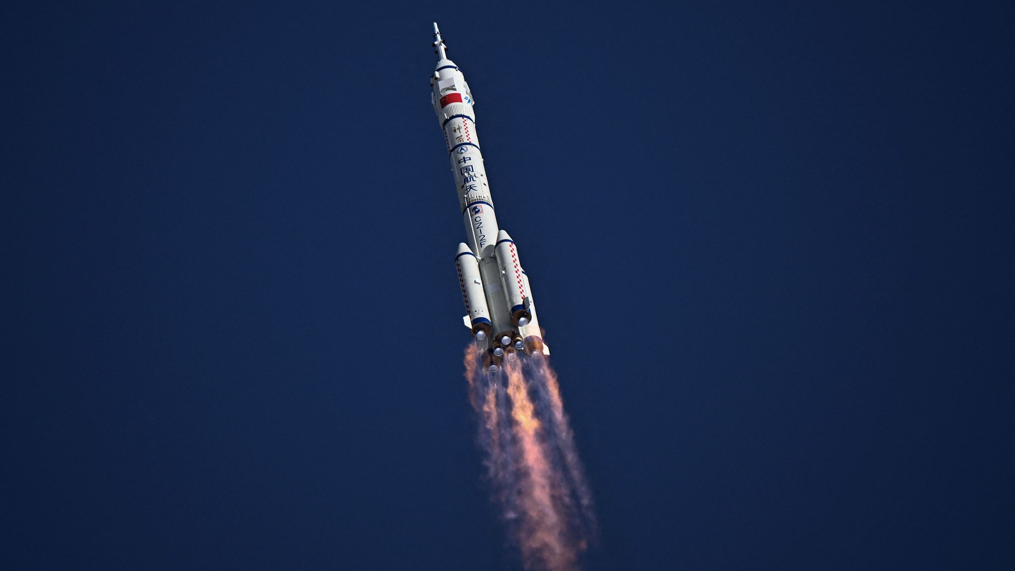 A Long March-2F carrier rocket, carrying the Shenzhou-20 spacecraft with three astronauts onboard, lifts off from the Jiuquan Satellite Launch Center in the Gobi Desert in northwest China, April 24, 2025. /CFP