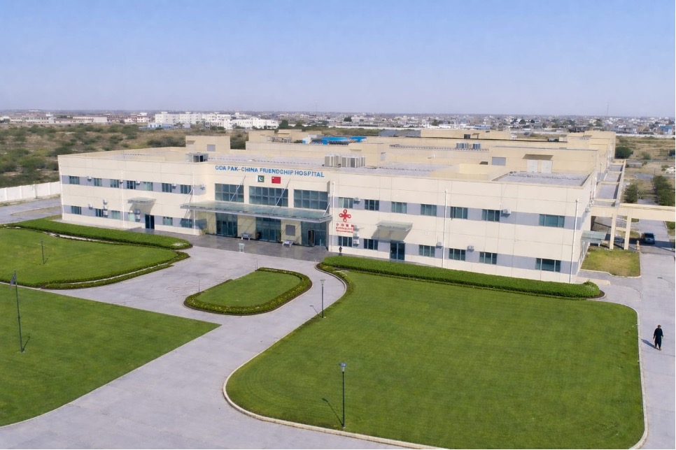 GDA Pak-China Friendship Hospital, Gwadar – a landmark symbol of China-Pakistan friendship under CPEC.