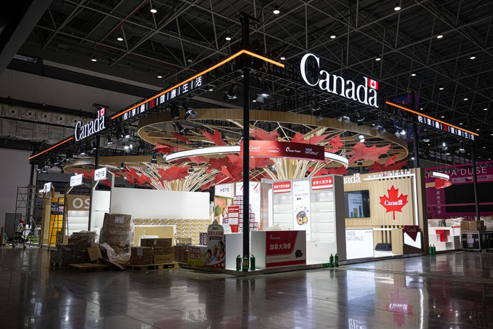 A view of the national pavilion of Canada, guest of honor of the sixth CICPE, at the Hainan International Convention and Exhibition Center, the main venue in Haikou, south China's Hainan province, April 10, 2026. /Xinhua