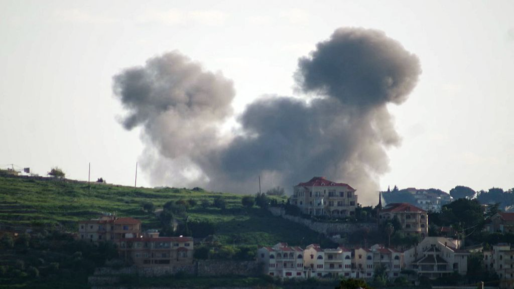Smoke rises from the site of an Israeli air strike that targeted the southern Lebanese village of Choukine, Lebanon, April 13, 2026. /VCG