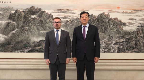 China's Special Envoy for Middle East affairs Zhai Jun (R) met with the Diplomatic Advisor to the President of Brazil Ibrahim Abdul Hak Neto in Beijing, China, April 14, 2026. /China's Foreign Ministry