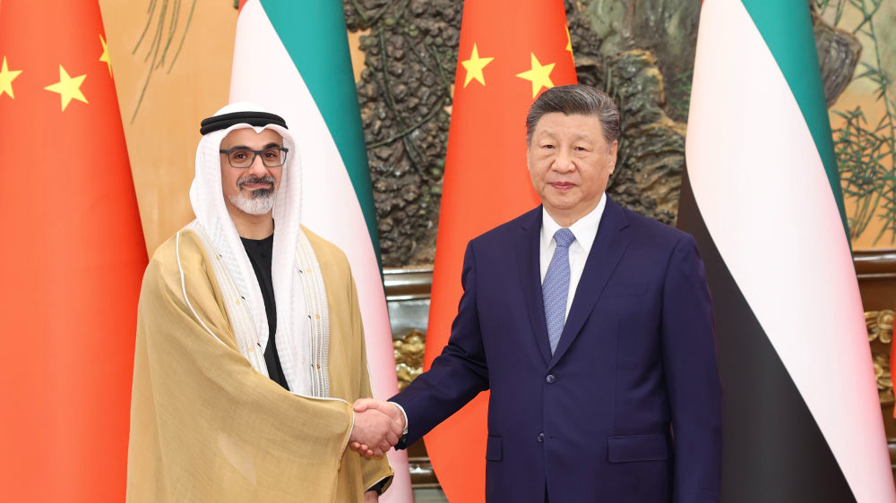 Chinese President Xi Jinping meets with Sheikh Khaled bin Mohamed bin Zayed Al Nahyan, crown prince of Abu Dhabi, United Arab Emirates, in Beijing, China, April 14, 2026. /Xinhua