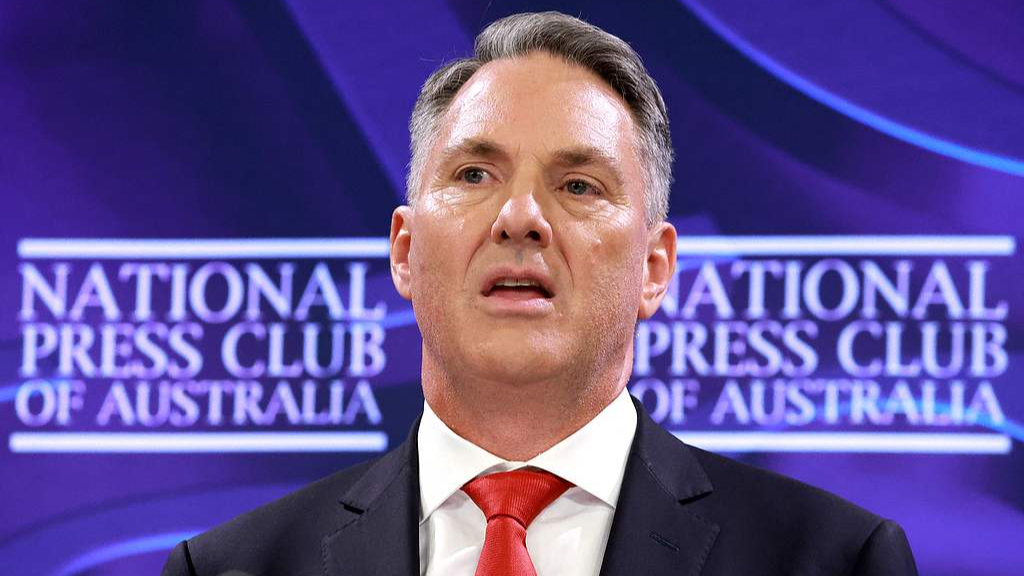 Australia's Defence Minister Richard Marles speaks at the National Press Club in Canberra, Australia, April 16, 2026. /VCG