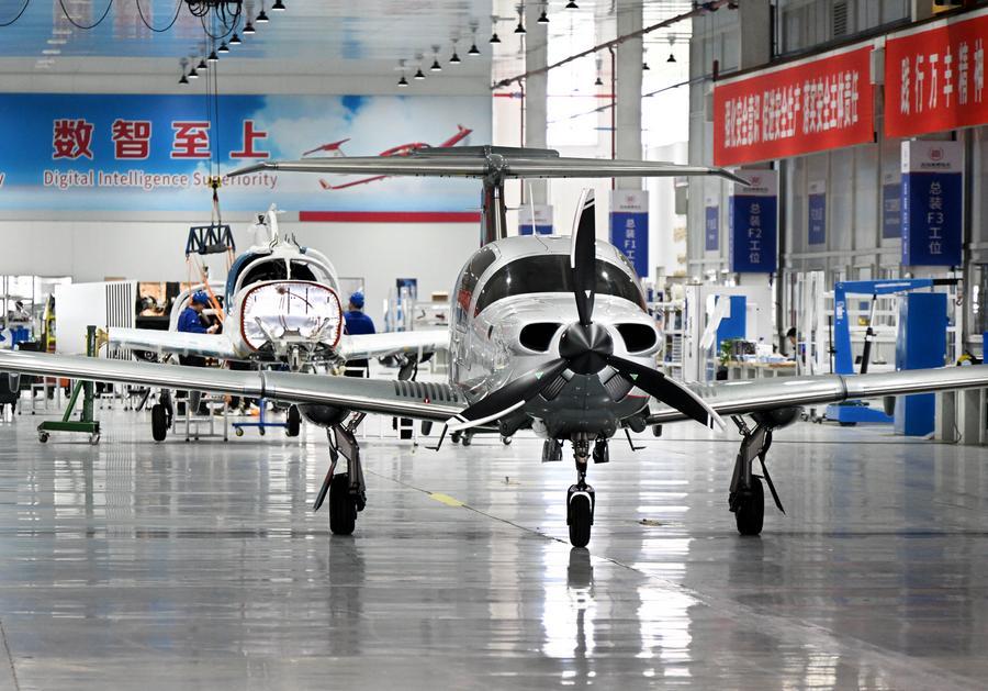 A view inside an aircraft manufacturing workshop of Wanfeng Auto Holding Group in Laixi City, east China's Shandong Province, April 2, 2026. /Xinhua 