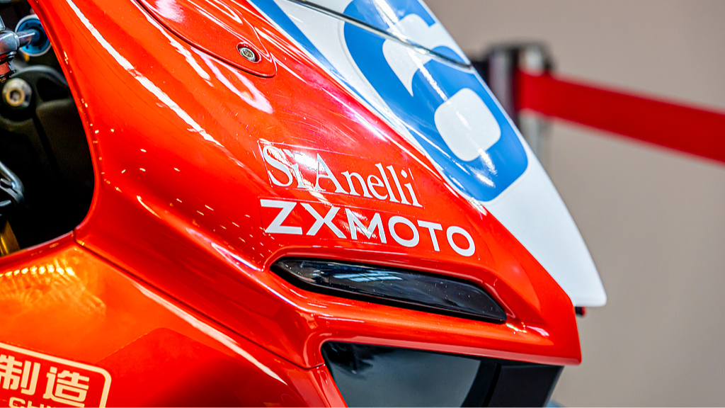 A ZXMOTO motorcycle is showcased at the 139th China Import and Export Fair (Canton Fair) in Guangzhou, Guangdong Province, China, April 16, 2026. /VCG