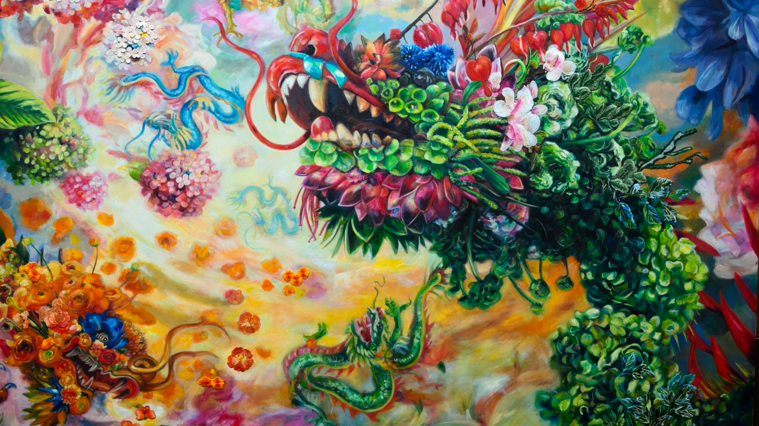 Cross-cultural art: US artist threads Chinese embroidery into her work