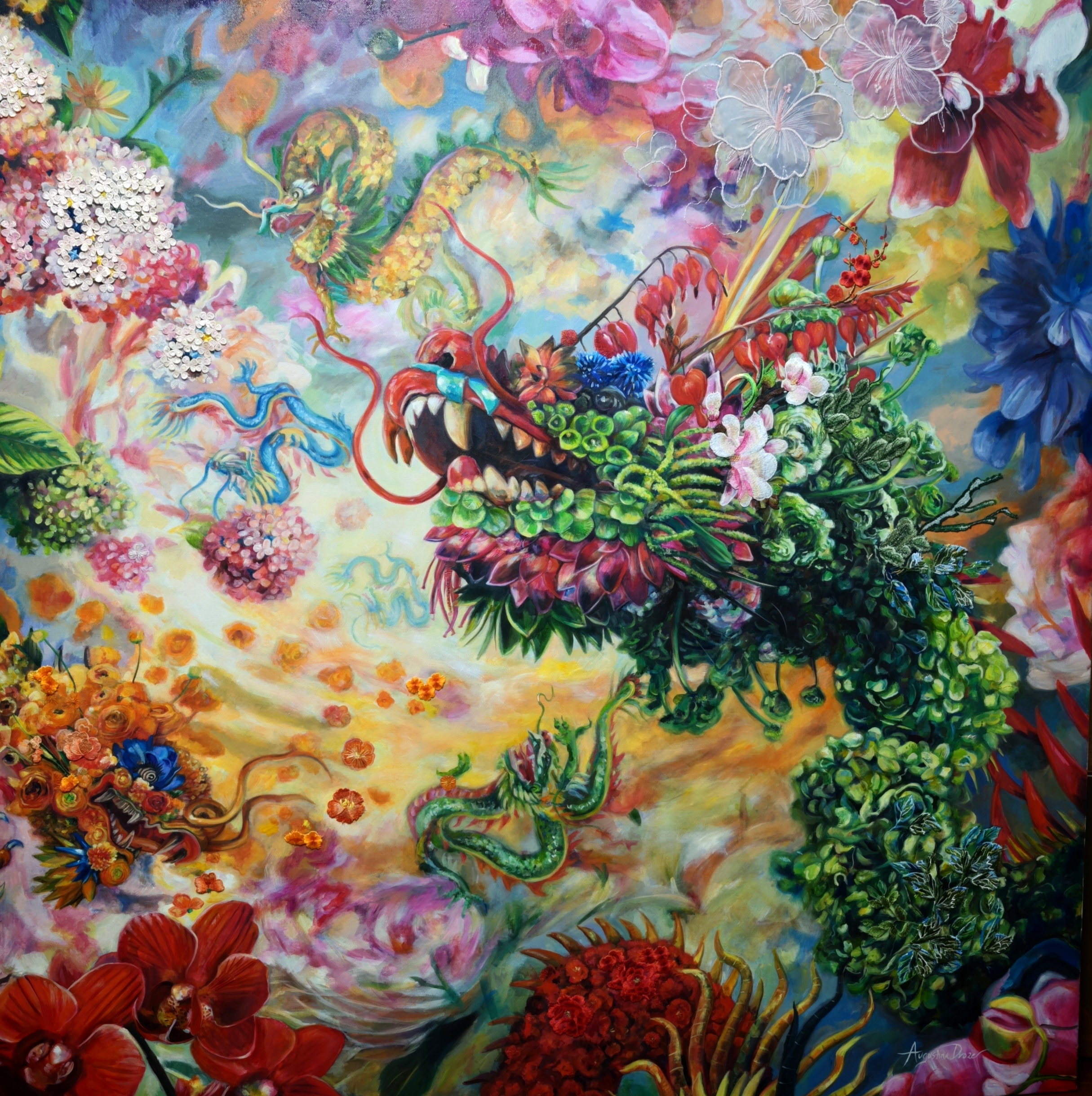 A painting titled Nebula with Dragons by Augustina Droze will soon be on display in Beijing at her solo exhibition. /Photo provided to CGTN