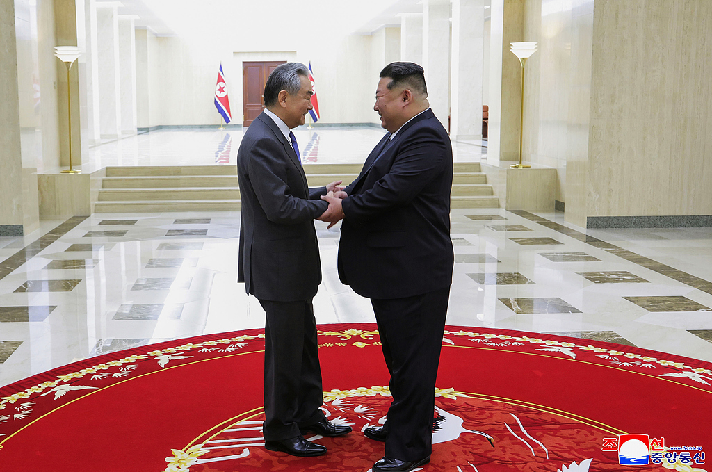 Wang Yi, member of the Political Bureau of the CPC Central Committee and Minister of Foreign Affairs, met with Kim Jong Un, general secretary of the Workers' Party of Korea and chairman of the State Affairs Commission at the headquarters of the Workers' Party of Korea Central Committee in Pyongyang on April 10, 2026. /CFP