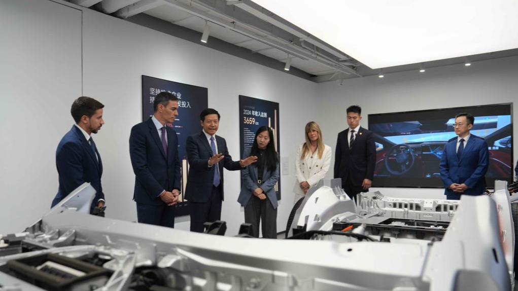 Spanish Prime Minister Pedro Sanchez visits the headquarters of Chinese tech firm Xiaomi in Beijing, capital of China, April 13, 2026. /Xinhua