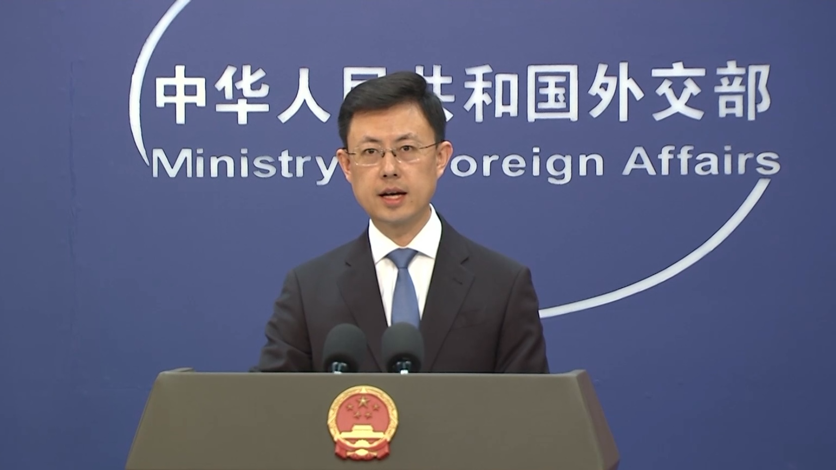 Chinese Foreign Ministry spokesperson Guo Jiakun speaks at a press briefing, April 17, 2026. /CMG